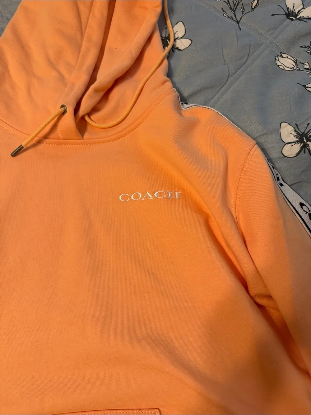 Coach Peach Hoodie with Branded Shoulder Tape